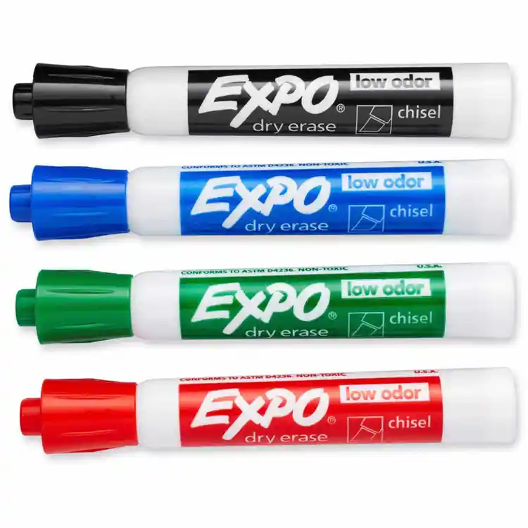 Expo® Low Odor Dry-Erase Markers, 4 Color Set